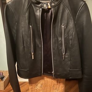 Michael Kors black leather moto jacket in size small